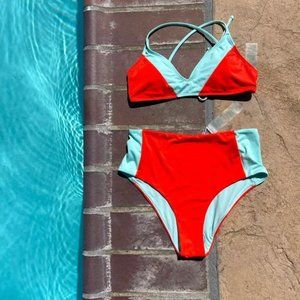 NWOT Color block Bikini Set Size Large